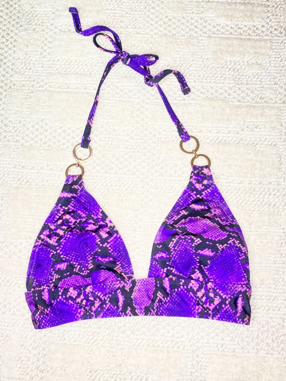 New Look Purple Snake Print Bikini Set – Size XS